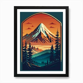 Mountain At Sunset Art Print