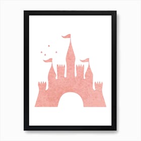 Peach Watercolour Castle Art Print