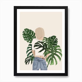 Monstera Girl Art Print