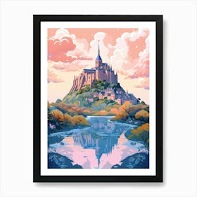 Mont Saint Michel   Normandy, France   Cute Botanical Illustration Travel 3 Art Print