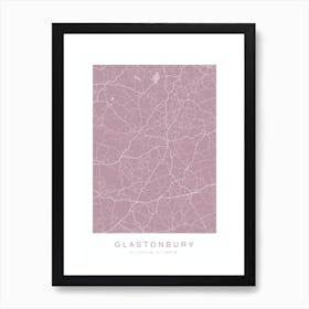 Glanstonbury Map Print Pink Art Print