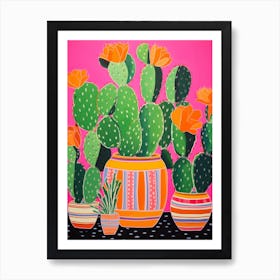 Cactus Painting Maximalist Still Life Nopal Cactus 3 Art Print