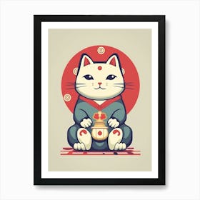 Maneki Neko Lucky Cat Japanese 10 Art Print