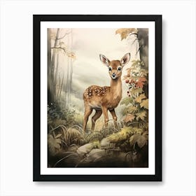 Storybook Animal Watercolour Deer 3 Art Print