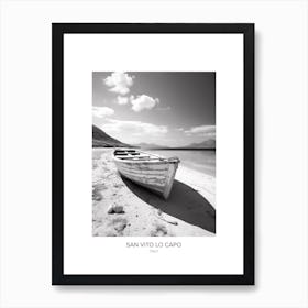 Poster Of San Vito Lo Capo, Italy, Black And White Photo 4 Art Print