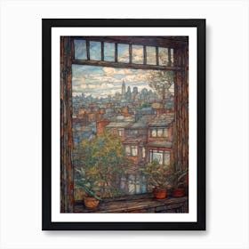 Window View Of Toronto Canada In The Style Of William Morris 2 Art Print