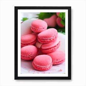 Strawberry Macarons, Dessert, Food Crayon 1 Art Print