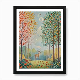 Deer In The Autumn Forest Art Print