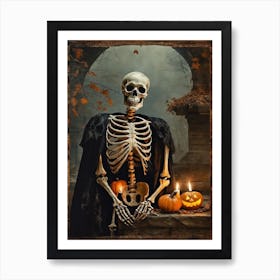 Vintage Halloween Gothic Skeleton Painting (30) Art Print