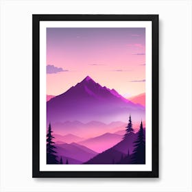 Misty Mountains Vertical Composition In Purple Tone 36 Art Print