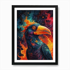 Flaming Crow Art Print