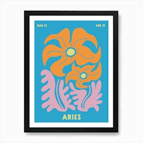 Aries Print Zodiac Poster Astrology Wall Decor Flower Market Botanical Art Print