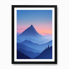 Misty Mountains Vertical Composition In Blue Tone 14 Art Print