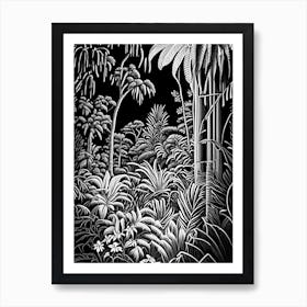 Fairchild Tropical Botanic Garden, 1, Usa Linocut Black And White Vintage Art Print