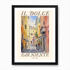 Il Dolce Far Niente Genoa, Italy Watercolour Streets 2 Poster Art Print