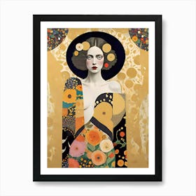 Golden Fashion Model Art Print