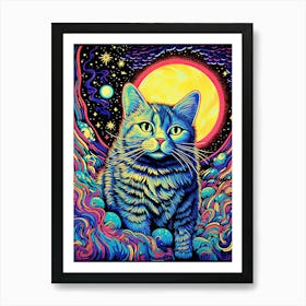 Celestial Purrspective, Psychedelic Cats series Art Print