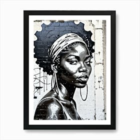 Vintage Graffiti Mural Of Beautiful Black Woman 137 Art Print