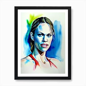 Hilary Swank In Million Dollar Baby Watercolor Poster