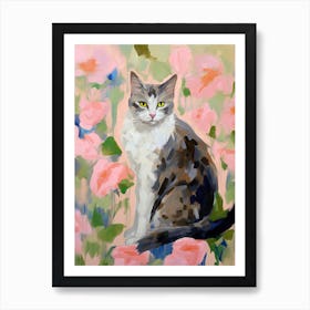 A Turkish Angora Cat Painting, Impressionist Painting 1 Art Print