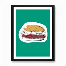 Kitchen Pop Burger Teal Art Print