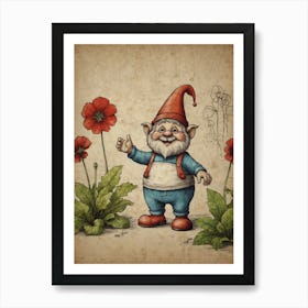 Gnome In The Garden Art Print