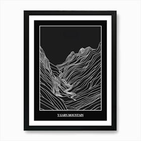 Y Garn Mountain Line Drawing 4 Poster Art Print