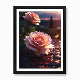 Roses At Sunset Print Art Print