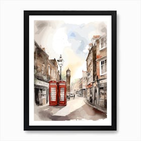 Romford London Neighborhood, Watercolour 3 Art Print