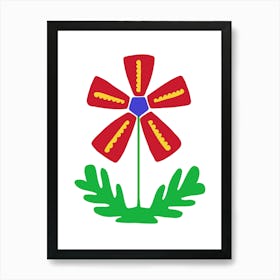 Red Blue Green Flower Art Print