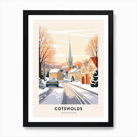 Vintage Winter Travel Poster Cotswolds United Kingdom 2 Art Print