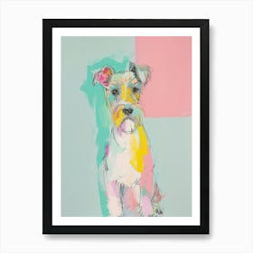 Pastel Sealyham Terrier Dog Line Illustration 3 Art Print