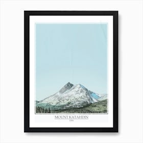 Mount Katahdin Usa Color Line Drawing 7 Poster Affiche