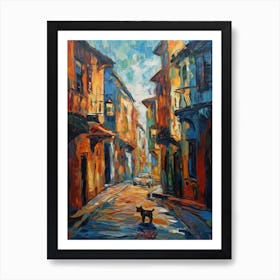 Painting Of Cape Town With A Cat In The Style Of Expressionism 2 Art Print