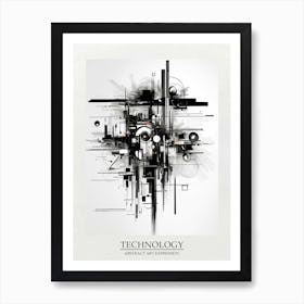 Technology Abstract Black And White 7 Poster Art Print