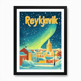 Aihrgdesign A 1970s Inspired Travel Poster For Reykjavik Art Print