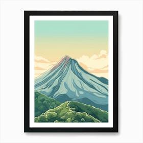 Mount Vesuvius Italy Color Line Drawing (4) Art Print