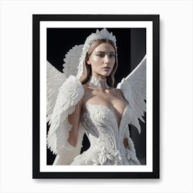 Angel Lady, Angel Wings, Greek Goddess, Aesthetic Art, Portrait Art, Ai Generated Art Vol.9 Art Print