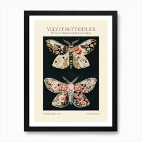 Velvet Butterflies Collection Dark Butterflies William Morris Style 8 Art Print