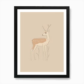 Deer - Boho, Line Art 10 Art Print