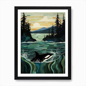 Matisse Style Killer Whale With Woodland Coast 1 Art Print