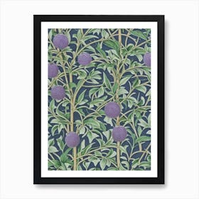 Purple 2 Leaf Plum tree Vintage Botanical Art Print