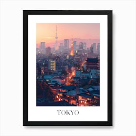 Tokyo Skyline At Sunset Art Print