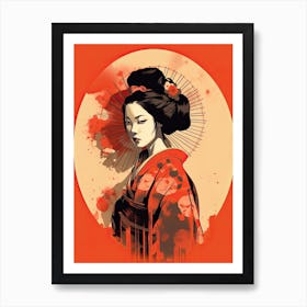Geisha Flat Illustration  7 Art Print