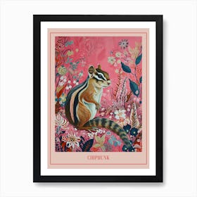 Floral Animal Painting Chipmunk 2 Poster Poster