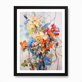 Abstract Flower Painting Honeysuckle 4 Art Print