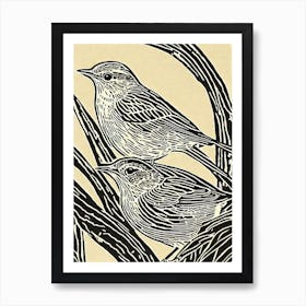 Hermit Thrush 3 Linocut Bird Poster