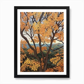 Black Locust 3 Vintage Autumn Tree Print  Art Print