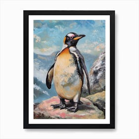 African Penguin Grytviken Oil Painting 1 Art Print