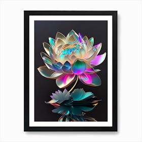 Lotus Flower Bouquet Holographic 2 Art Print